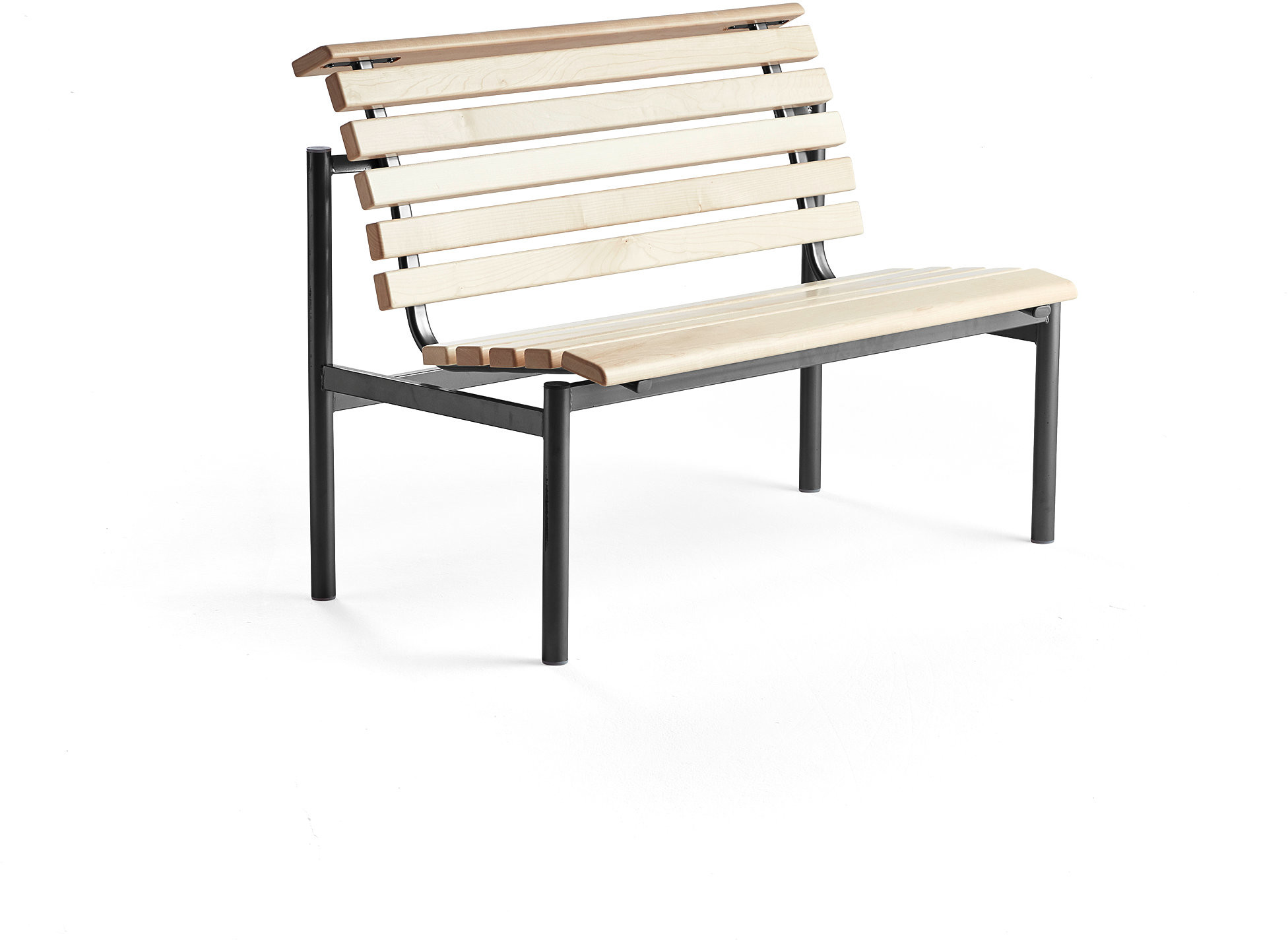 AJ Produkty Ławka drewniana AURORA, 1200x700x900 mm, rama czarny, brzoza