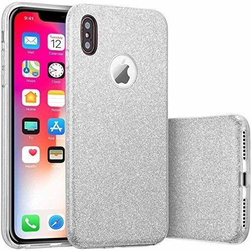 Finoo etui ochronne na iPhone X 3 w 1, brokat, brokat, etui z tworzywa TPU, etui typu bumper Case Cover srebrne 11212-160