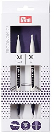 Prym druty okrągłe, ergonomiczne wzornictwo/igieł, metalowe, wielokolorowa, 8 MM, 80 cm PRYM_215811