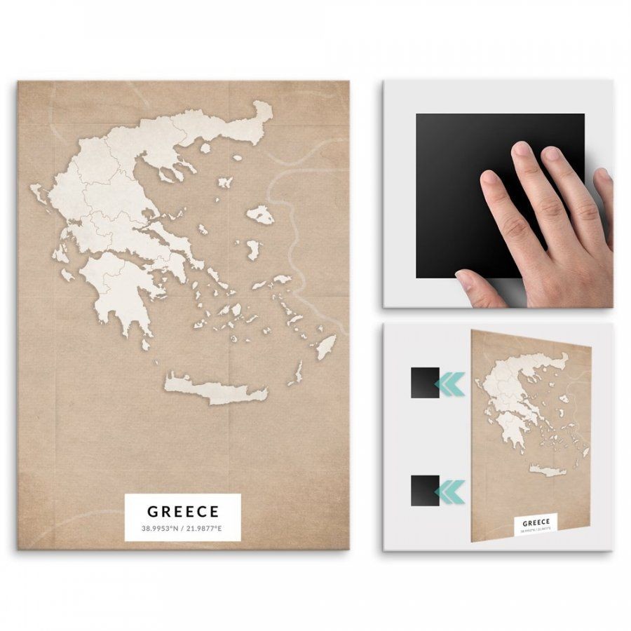 Pix4home Plakat metalowy Mapa Vintage Grecja L POS-L-04327