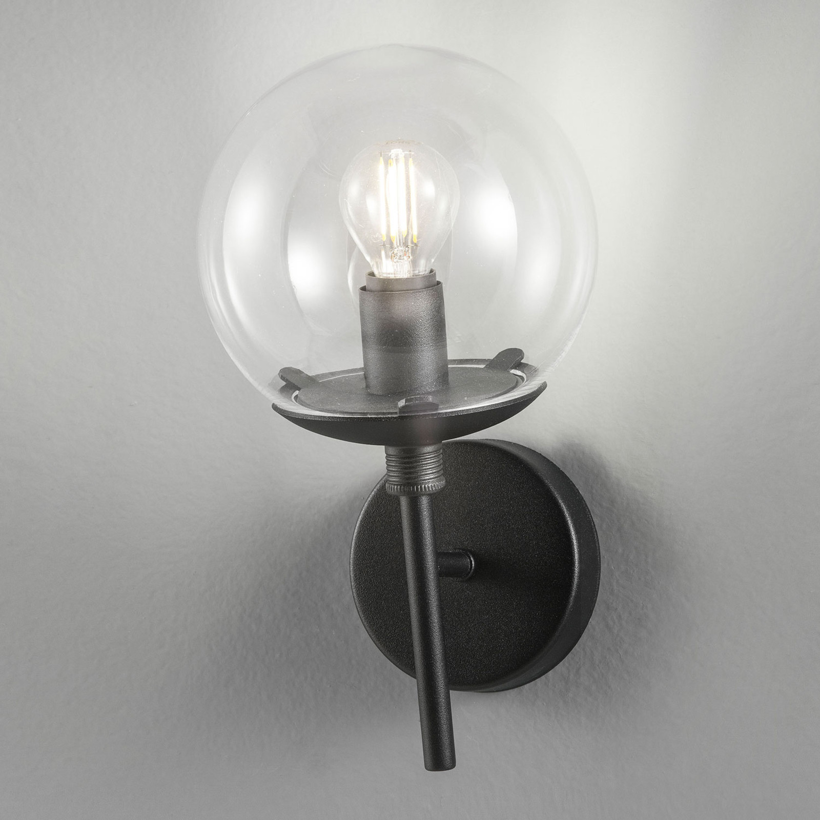 METALLUX Lampa ścienna Global  15 cm czarna