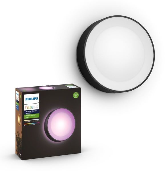 Philips HUE Signify Poland Sp z o.o Hue WACA kinkiet zewnętrzny LED Daylo 15W 1050lm 2000K6500K RGB czarny IP44 1746530P7 915005843201