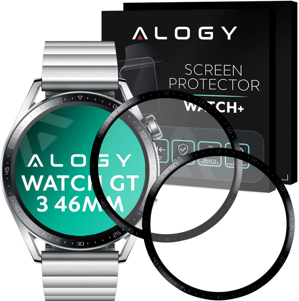 Alogy 2x Elastyczne Szkło 3D do HUAWEI Watch GT 3 46mm Black 12053X1