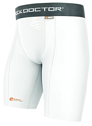 Shock Doctor shockdoctor torba męska na kompresji ochraniacz krocza Short z Cup bez Cup, biały, L 220-WH-L