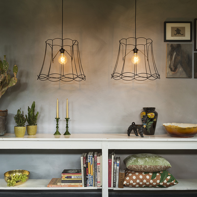 QAZQA Zestaw 2 x lampa wisząca czarna 50m - Granny Frame