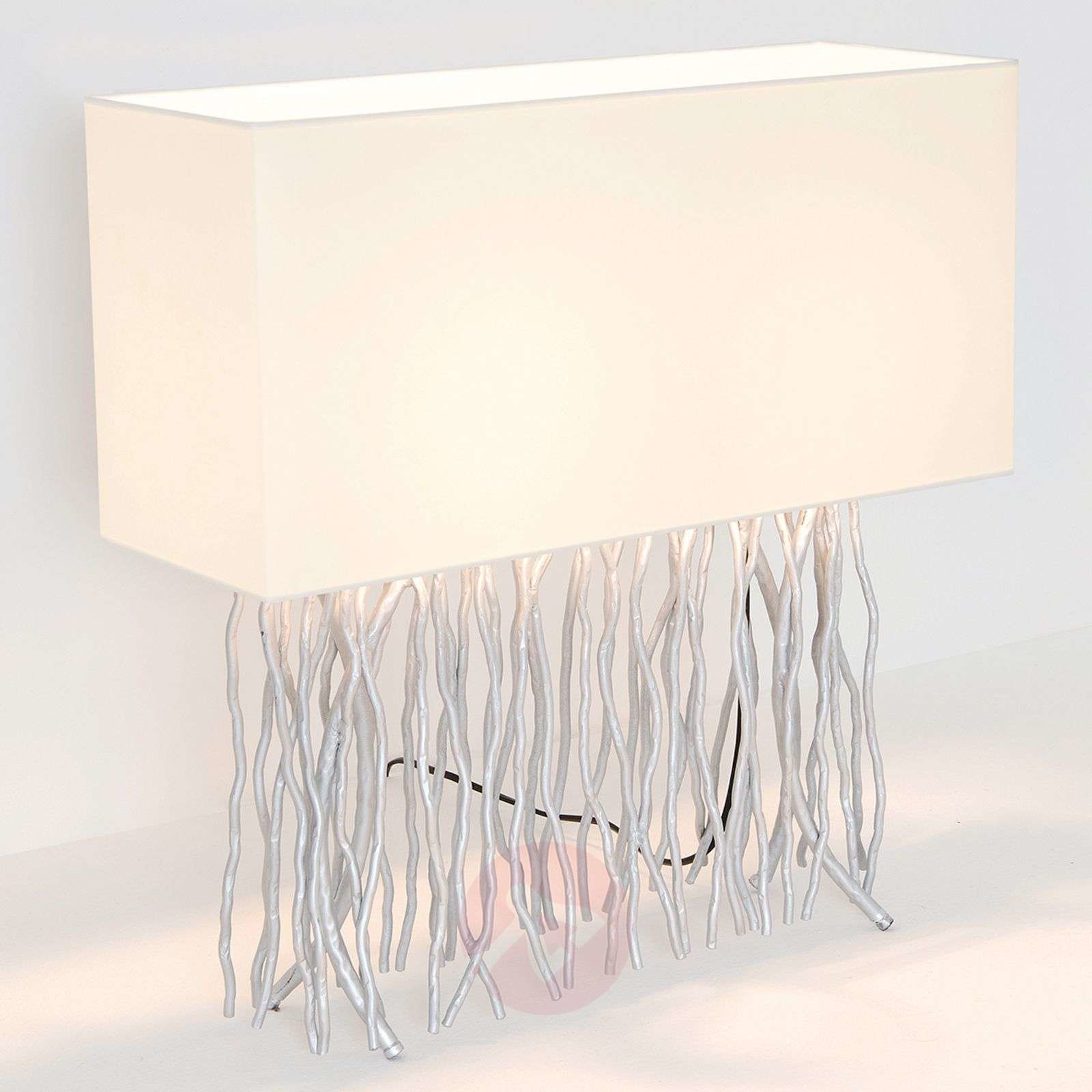 J. Holländer Tischlampe Capri, eckig, ecru/silber