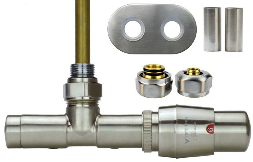 Varioterm Zawór termostatyczny UNICO All i One rozeta owalna - nikiel szlifowany pex 16 mm prawy