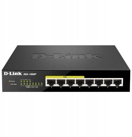 D-Link Switch DGS-1008P Unmanaged Desktop 1 Gbps
