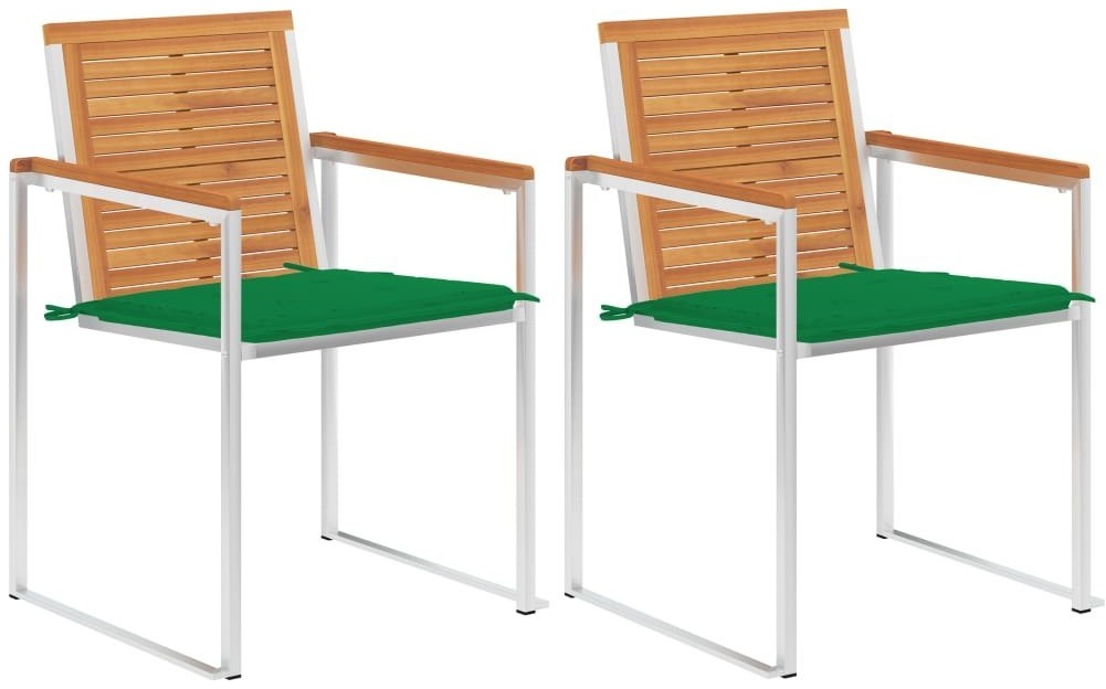 vidaXL Krzesła ogrodowe z poduszkami, 2 szt., drewno akacjowe i stal 3061493