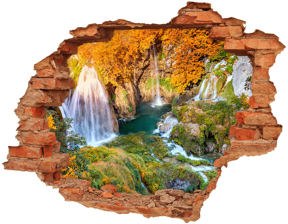 Wallmuralia.pl Samoprzylepna dziura na ścianę Wodospad jesienią