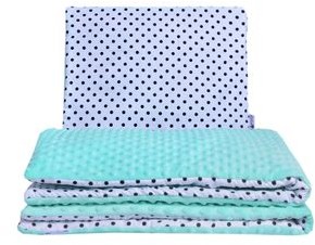 Kołderka Kołderka 75x100 cm + poduszka 30x40 cm Kropki+miętowe minky 5902768189148