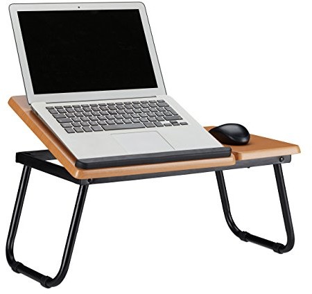 Relaxdays stolik do komputera przenośnego podstawka do notebooka z drewna całe łóżko, możliwość pochylenia wys. x szer. x gł.: 23,5 x 56,3 x 31,6 cm 3 X, metal, naturalny, 31,6 x 56,3 x 23,5 cm 10021563