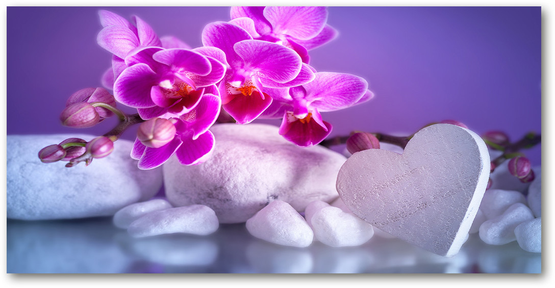 Obraz zdjęcie szkło akryl Orchidea i serce