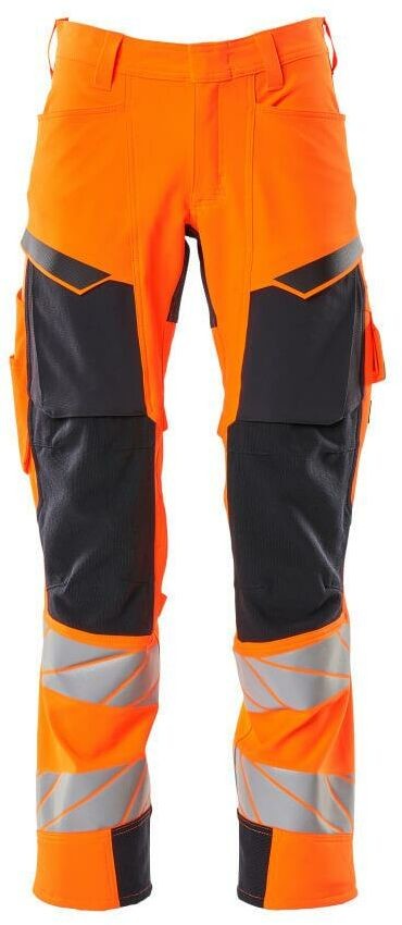 Mascot Workwear ACCELERATE SAFE SPODNIE Z KIESZENIAMI NA KOLANACH; POMARAŃCZ HI-VIS/CIEMNY GRANAT (82C68)