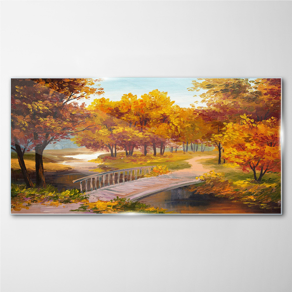 PL Coloray Obraz na Szkle Park Drzewa Jesień Liście 100x50cm