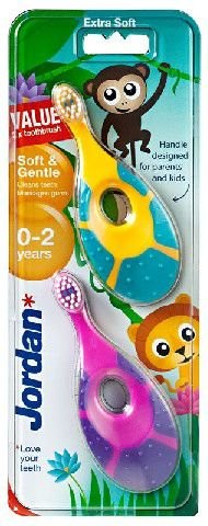 Jordan Szczoteczka do zębów DUO Soft & Gentle dla dzieci (0-2 lat) bardzo miękka 1 op-2szt