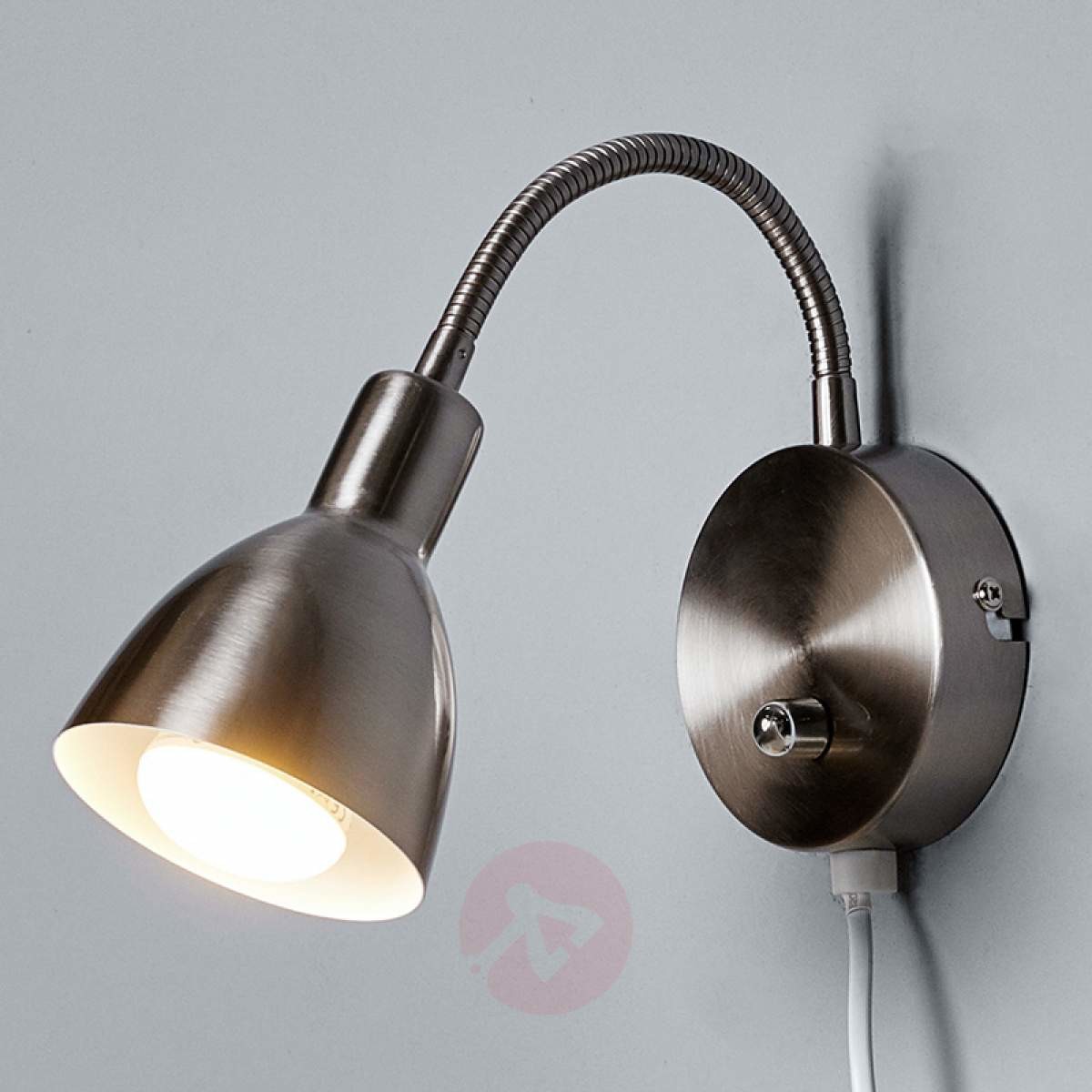 Lampenwelt ciemniana lampa ścienna AMREI, nikiel/mat.
