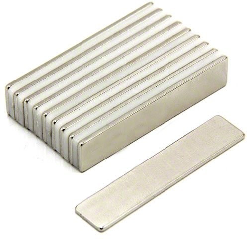 first4magnets Magnes neodymowy 50 x 10 x 1,5 mm grubości N35-3,6 kg pociągnięcie (10 szt.) F500-10