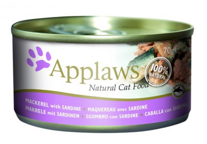 Applaws Cat Tin Mackerel with Sardine 12x(6x70g) mokra karma dla kota Makrela i sardynka