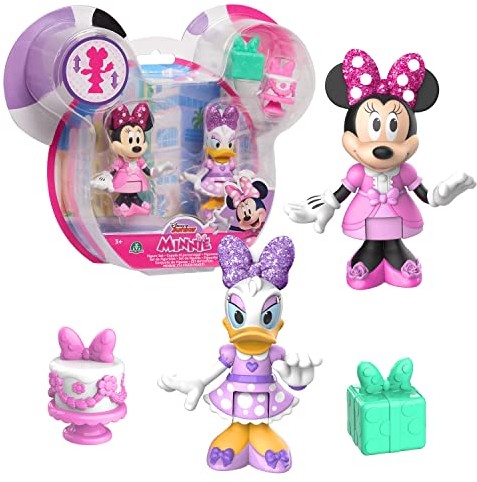 MICKEY&MINNIE Minnie, 2 figurki przegubowe 7,5 cm z akcesoriami, motyw imprezowy, zabawka dla dzieci od 3 lat, Mcn173 MCN173