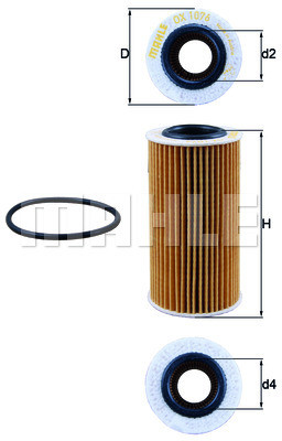 Mahle FILTR OLEJU KNECHT OX 1076D ECO AUDI A6 14- A7 14- Q7 15 OX 1076D