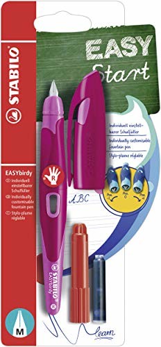 Stabilo B-53290-5 Easybirdy R ergonomiczny pióro szkolne - Easybirdy In - dla osób praworęcznych - z wkładem i narzędziem do ustawiania nadaje się dla osób praworęcznych jagodowy/różowy