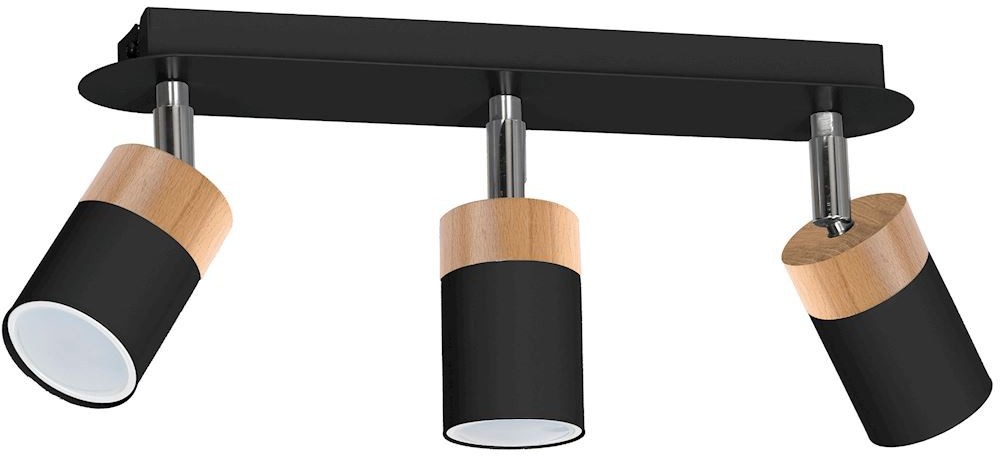 Milagro Czarna Lampa Sufitowa Joker Black/Wood 3x Gu10 MLP6304