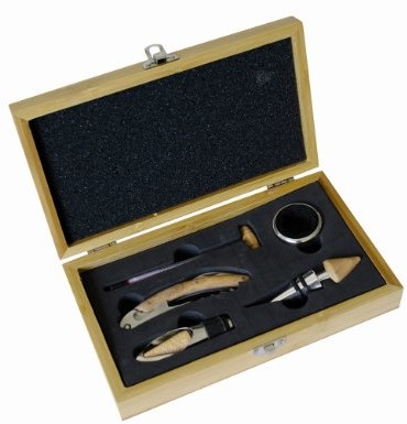 Pradel Excellence RT802H korkociąg w bambusowym pudełku sommeliera, w zestawie 4 gadżetami RT802H