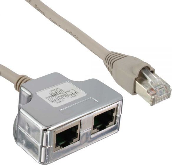 InLine InLine T-Adapter ISDN Cat.5e RJ45 męski 2x RJ45 żeński 15cm 69995I