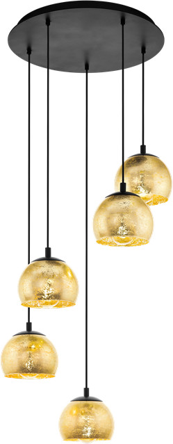 Eglo Albaraccin 98526 lampa wisząca zwis oprawa 5x40W E27 czarna złota
