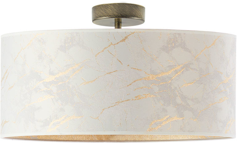 LYSNE Plafon kuchenny z abażurem o złotym wnętrzu WENECJA MARMUR fi 50 cm kolor biały 14527/6121 kolor biały