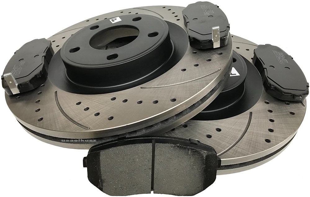 Przednie klocki + WIERCONE tarcze hamulcowe Lincoln MKX 54154-MIKODA+IMD1258