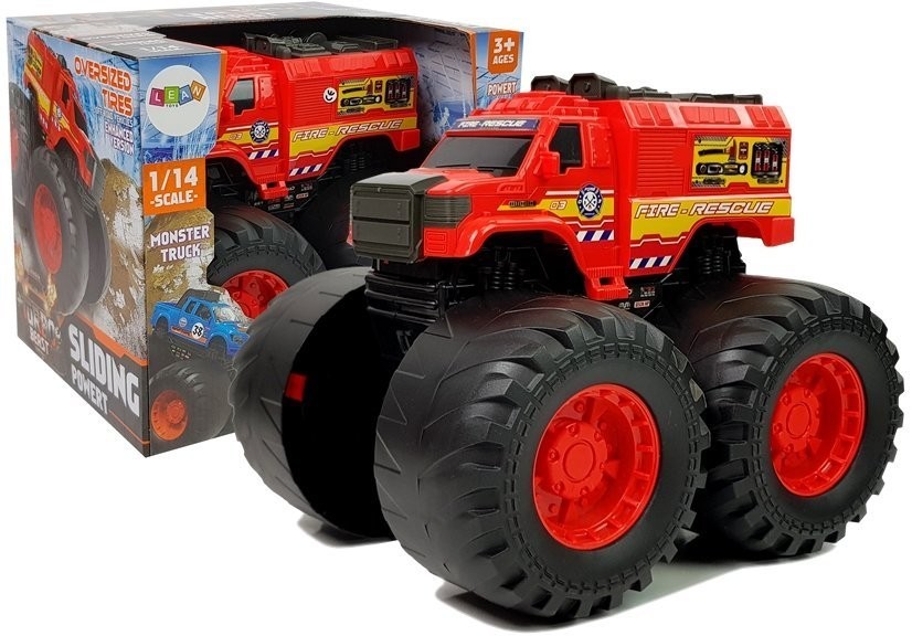 Import LEANToys Auto Terenowe Straż Pożarna Duże Koła 1:14 Czerwona 8320