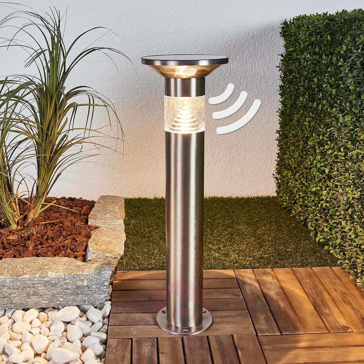 Lampenwelt com Lampa cokołowa LED Jalisa, solarna, czujnik