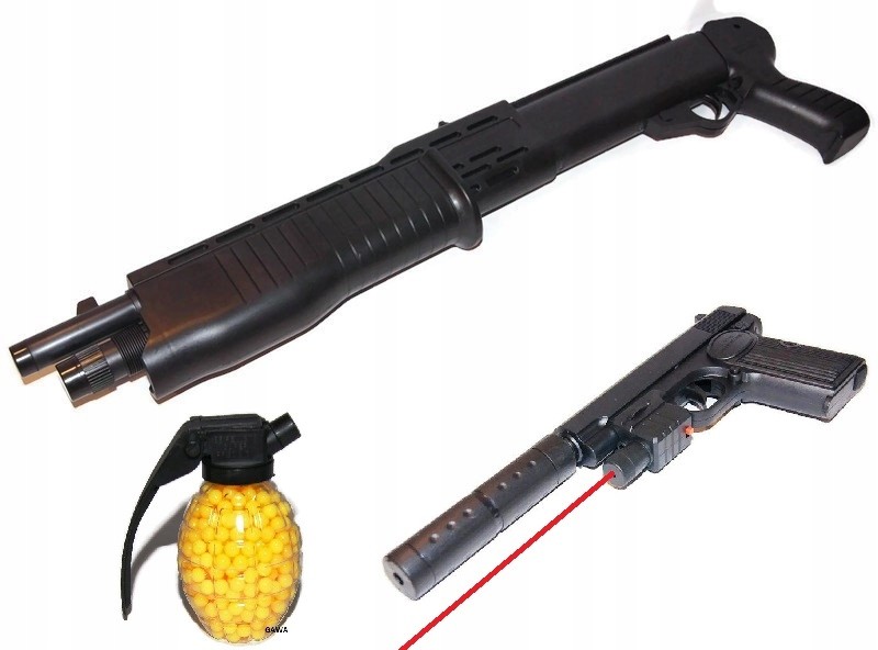 Zestaw Pistolet + Karabin Shotgun Laser + Kulki