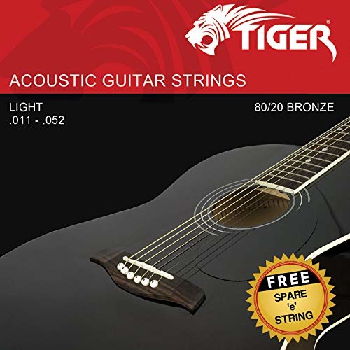 Tiger Music Struny do gitary akustycznej tygrysie - super lekkie (.011-.052) - stalowe struny do gitary akustycznej AGS-SL