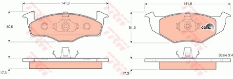 TRW Zestaw klocków hamulcowych, hamulce tarczowe GDB1274