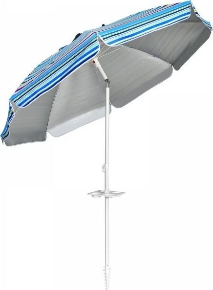 Costway Parasol plażowy regulowany z uchwytem i ochroną UPF 50+ 2,2 x 2m OP70715BL