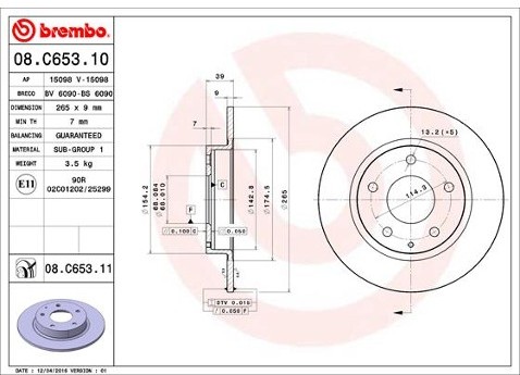 BREMBO Tarcza hamulcowa 08.C653.11