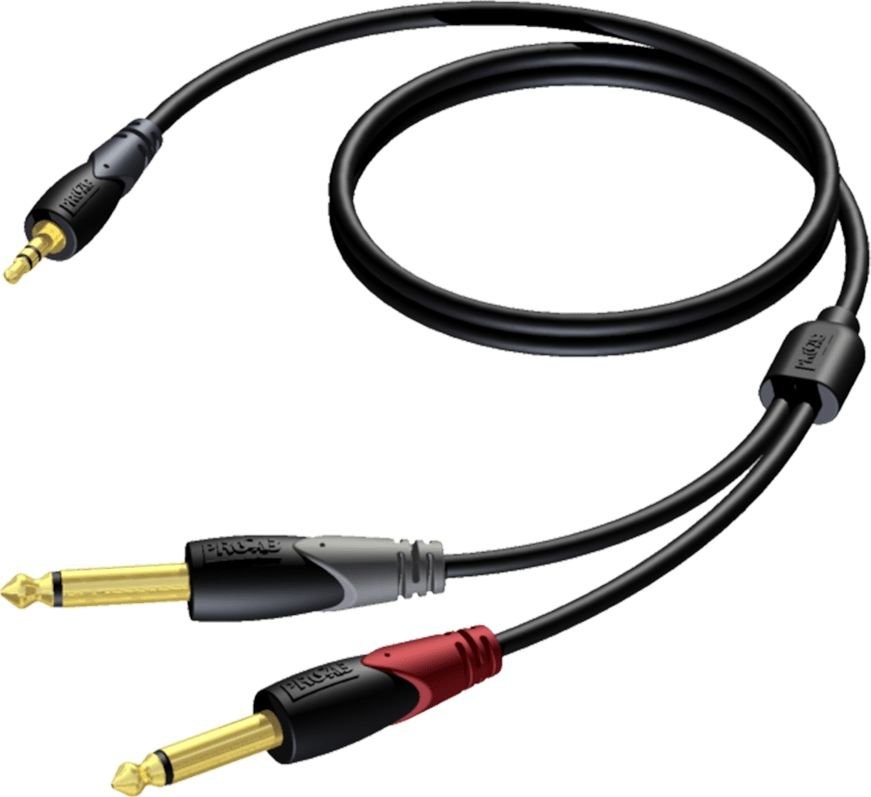 Procab Kabel CLA713/1.5 3.5 mm Jack male stereo 2 x 6.3 mm Jack male mono 1,5 meter CLA713/1.5