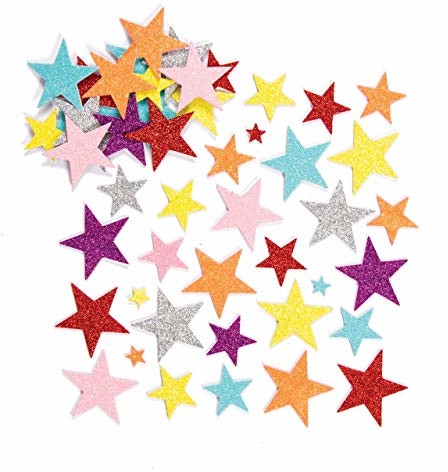 Baker Ross Baker Ross EF309 piankowe naklejki - błyszczące gwiazdki - zestaw naklejek do majsterkowania dla dzieci i jako dekoracja - 150 sztuk EF309