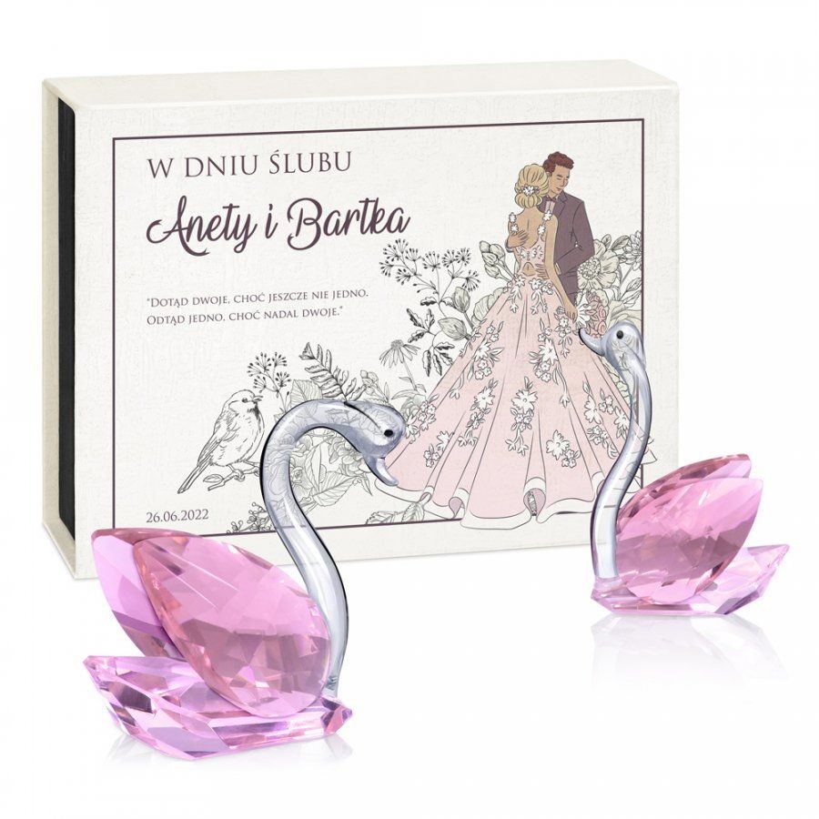 Murrano Kryształowe Łabędzie dla Pary na Ślub KRSZ-LB-010