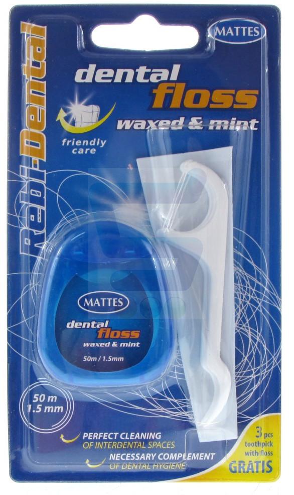 Mattes Dental Floss Nić dentystyczna woskowana-mentolowa 50 m