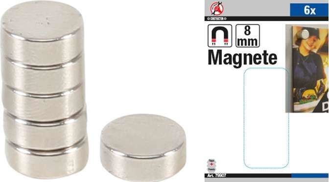 Kraftmann Magnesy extra mocne,  8 mm, 6 szt.. B.79907