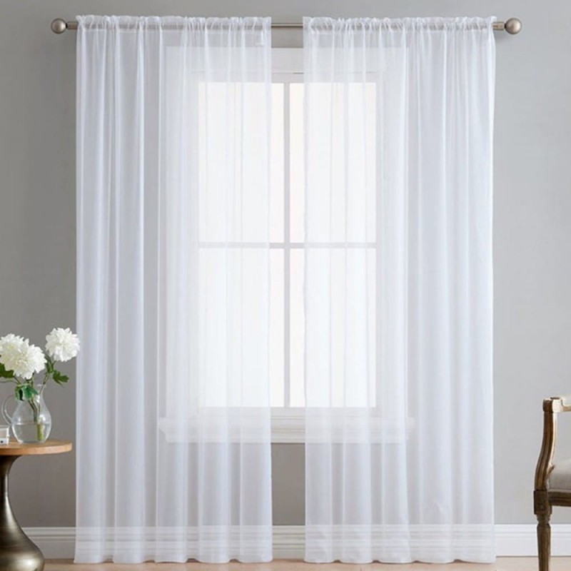 tarino Firana gotowa BIAŁA z gładkiego woalu 140 X 250 CM Taśma C71C-6297D