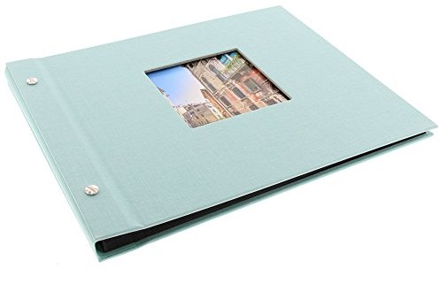 Goldbuch Trend 26507 skręcany album na zdjęcia, lniany, 40 czarnych stron przekładanych pergaminem, 30 x 25 cm, kolor aqua 26 507
