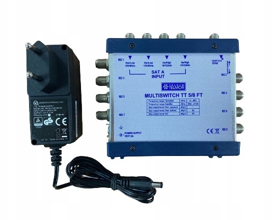 Multiswitch końcowy Telmor TT5/8FT + zasilacz
