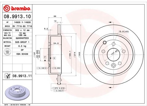 BREMBO Tarcza hamulcowa 08.9913.11