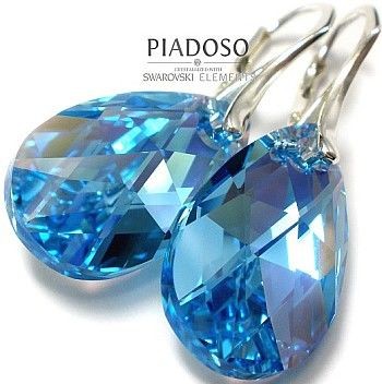 Swarovski NEW duże kolczyki AQUAMARINE 22mm