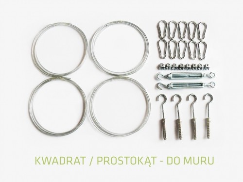 ŻAGLE OGRODOWE KWADRAT / PROSTOKĄT - ZESTAW MONTAŻOWY do muru ZM_MUR_Kw